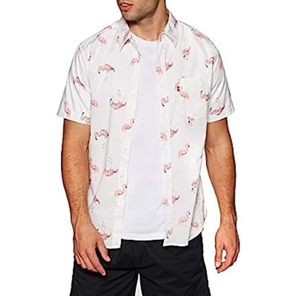 Levi's Other - Levi's Sunset One Flamingo White Short Sleeve Button Down Shirt Men Sz M